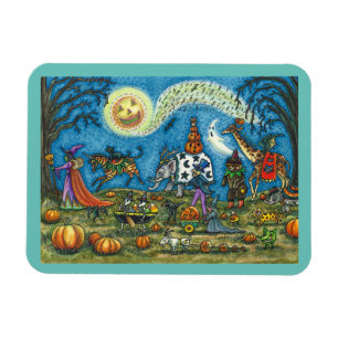 HALLOWEEN PARADE Hexe Giraffe Bear Zebra Skellies Magnet