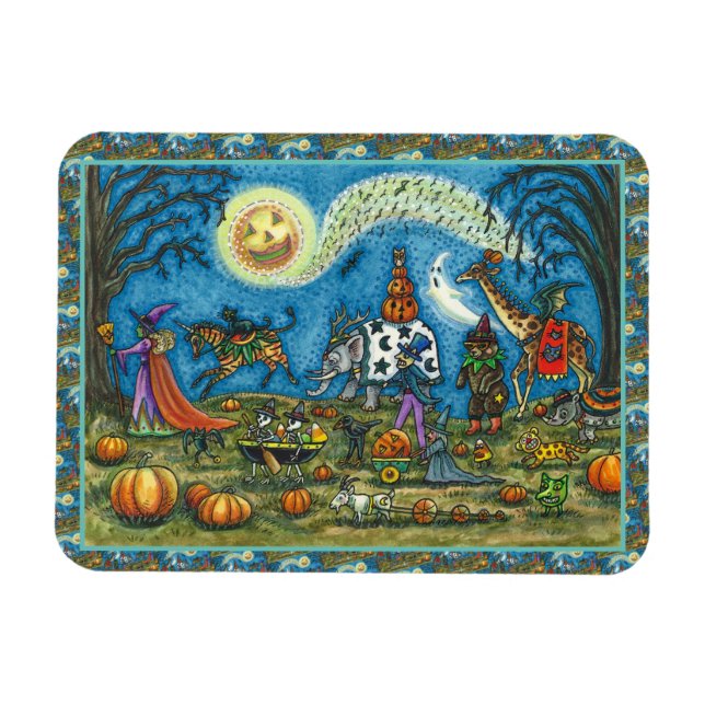 HALLOWEEN PARADE Hexe Giraffe Bear Zebra Skellies Magnet (Horizontal)