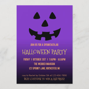 Halloween partie invitation jack o' lanterne visag