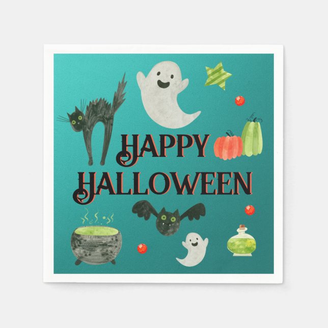 Halloween-Party Aquamarin und grün Serviette (Vorderseite)