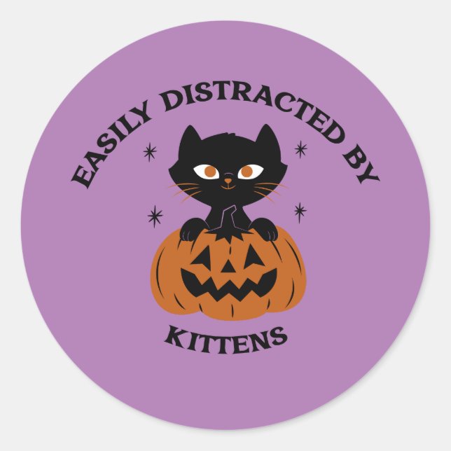 Halloween-Party Aufkleber schwarze Katze (Vorderseite)