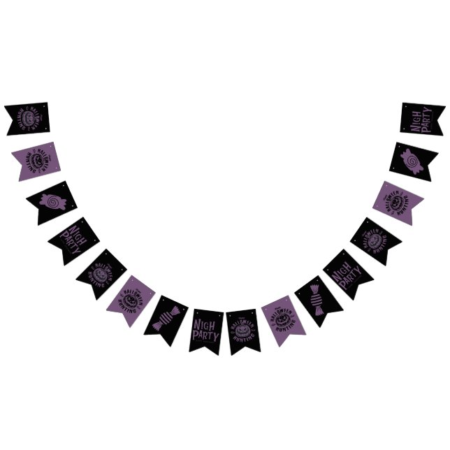 Halloween-Party-Banner - Schwarz und Lila Spooky Wimpelkette (Alle)
