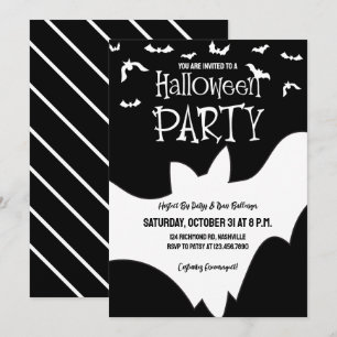 Halloween-Party Bat Schwarz und Weiß Spookes Kostü Einladung