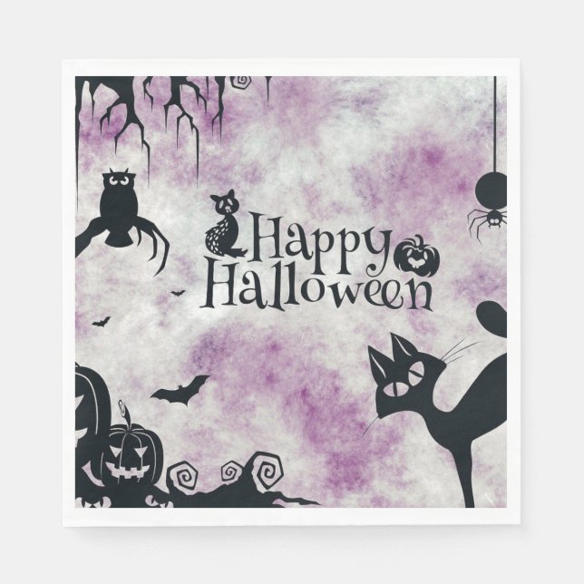Halloween-Party Black Cat Evil Pumpkins Beängstige Serviette (Vorderseite)