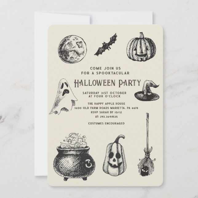 Halloween-Party Black Cat Pumpkin Einladung (Vorderseite)