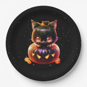 Halloween-Party Black Cat Pumpkin Horror Beängstig Pappteller