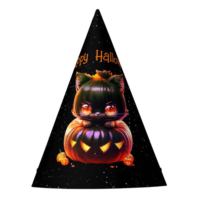 Halloween-Party Black Cat Pumpkin Horror Beängstig Partyhütchen (Vorderseite)