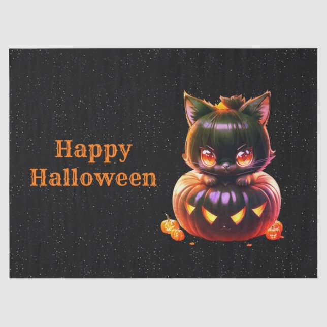 Halloween-Party Black Cat Pumpkin Horror Beängstig Seidenpapier (Vorderseite)