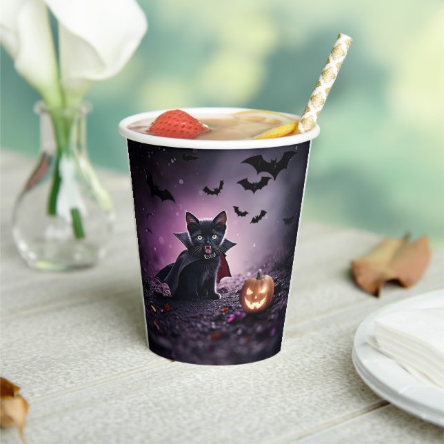 Halloween-Party Black Cat Vampire Niedlich Pappbecher (In Situ)