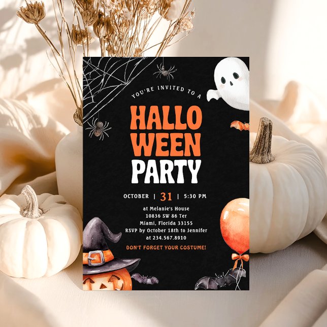 Halloween Party Black Orange Invitation (Créateur téléchargé)