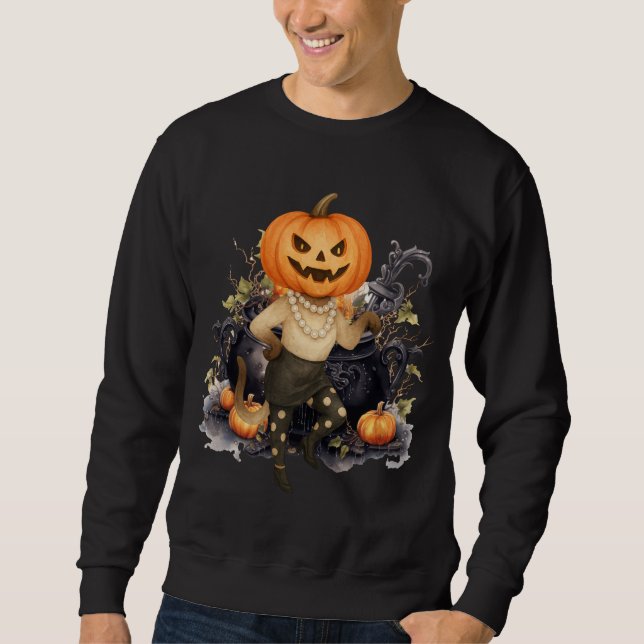 Halloween Party by Siamese Cat Pumpkin Sweatshirt (Vorderseite)