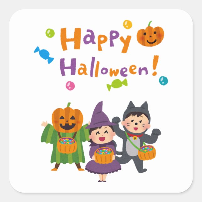 Halloween-Party Collection! Quadratischer Aufkleber (Vorderseite)