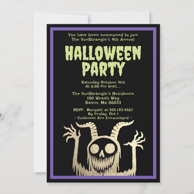 Halloween-Party Creepy Demonic Monster Einladung (Vorderseite)