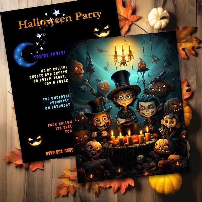 Halloween Party Creepy Kids Pumpkins Candles Einladung (Von Creator hochgeladen)