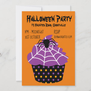 Halloween-Party cupcake schwarz und orange Einladung