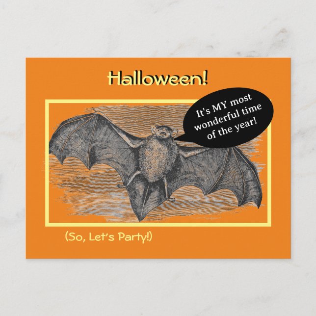 Halloween-Party/Dackel Einladung Rost/Bat Postkarte (Vorderseite)