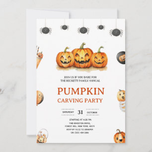 Halloween-Party der Familie Pumpkin Carving Einladung