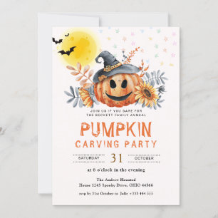 Halloween-Party der Familie Pumpkin Carving Einladung