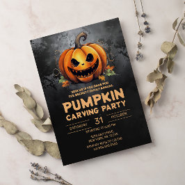 Halloween-Party der Familie Pumpkin Carving Einladung