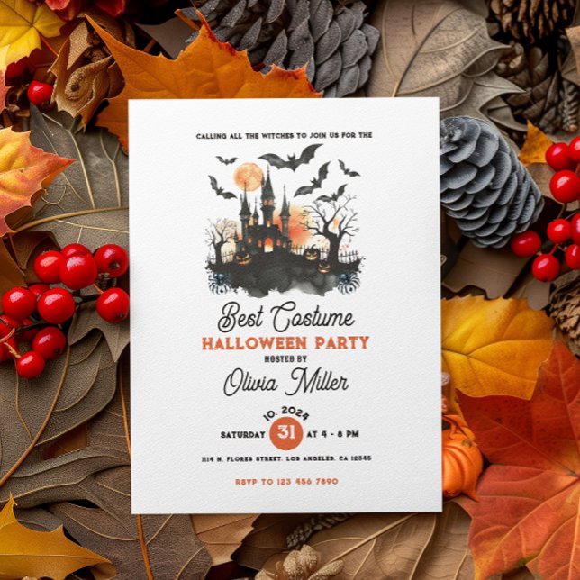 Halloween-Party der Kostüme Bezauberndes Schloss Einladung (Von Creator hochgeladen)