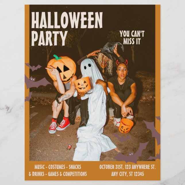 Halloween-Party der Kostüme, Vintag bearbeitbares  Flyer (Vorne)