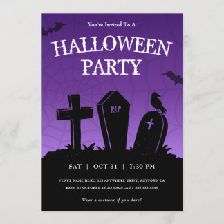 Halloween-Party der Lila Friedhof-Grabstein Einladung