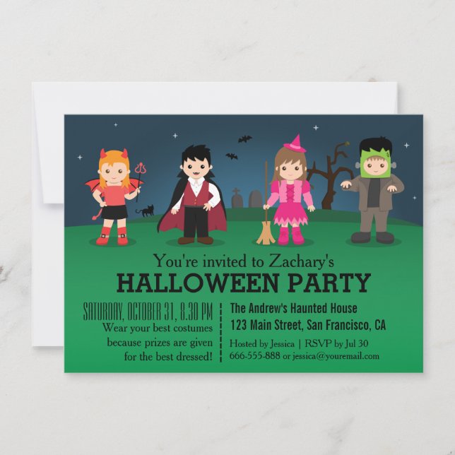 Halloween-Party der niedlichen Spooky-Monster Einladung (Vorderseite)