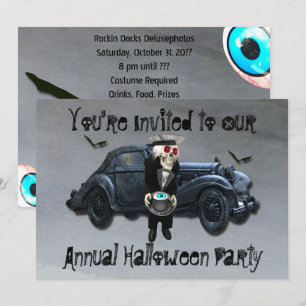 Halloween-Party des alten Mannes Auto Smokey Road Einladung