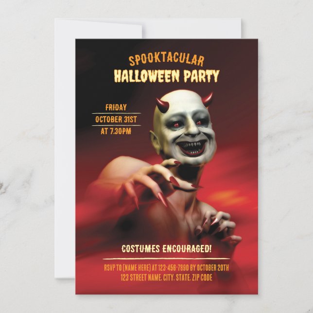 Halloween-Party des Teufel. Kostüme gefördert. Einladung (Vorderseite)