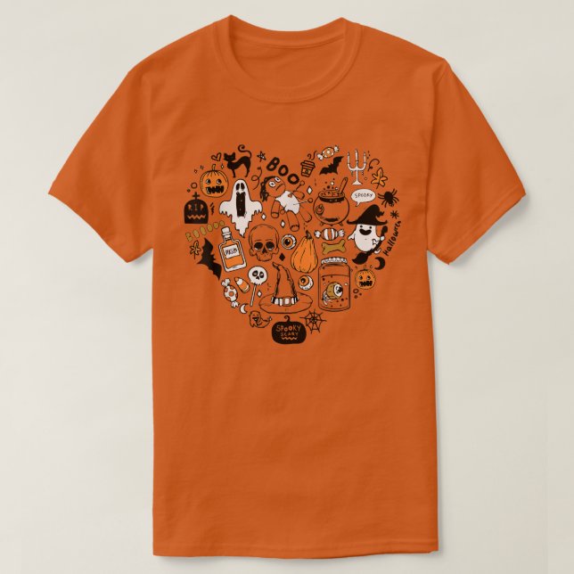 Halloween-Party Doodle Heart Shape Costume T-Shirt (Design vorne)