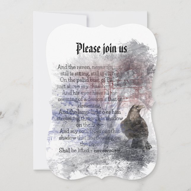 Halloween-Party Edgar Allan Poe Raven Gedicht Einladung (Vorderseite)