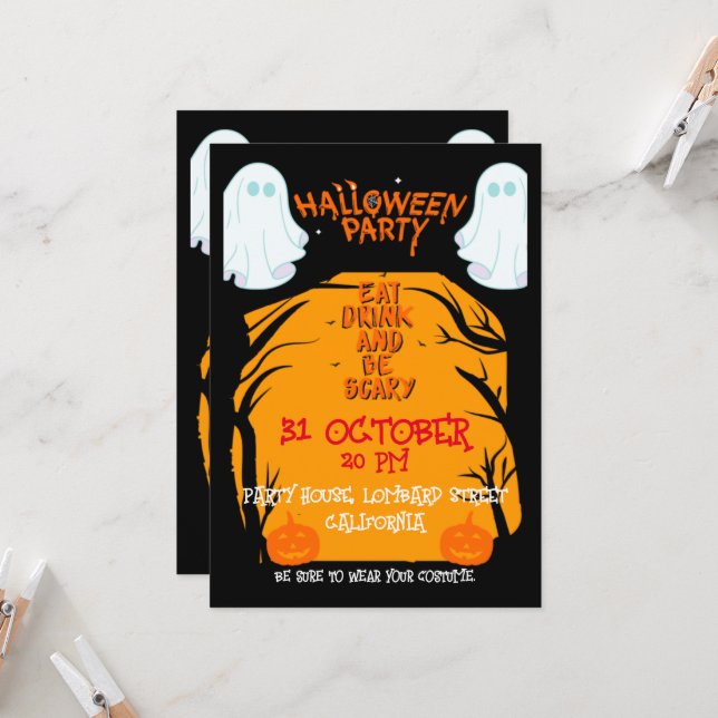 Halloween-Party Einladung (Vorderseite/Rückseite Beispiel)