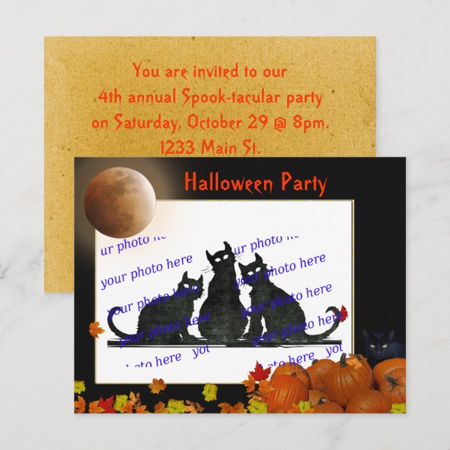 Halloween-Party Einladung (Vorne/Hinten)