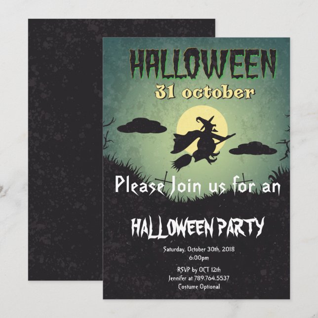 Halloween-Party Einladung (Vorne/Hinten)