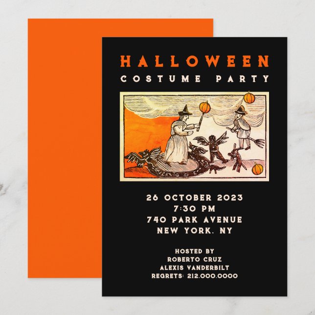 Halloween-Party Einladung (Vorne/Hinten)