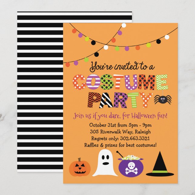 Halloween-Party Einladung (Vorne/Hinten)