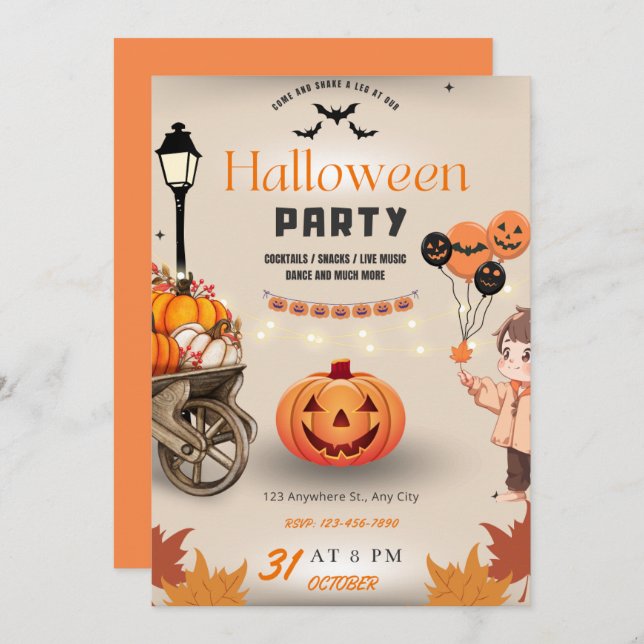 Halloween-Party Einladung (Vorne/Hinten)