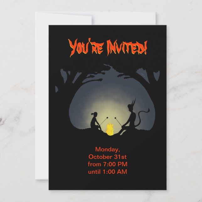 Halloween-Party-Einladung - Alien-Lager-Feuer Einladung (Vorderseite)