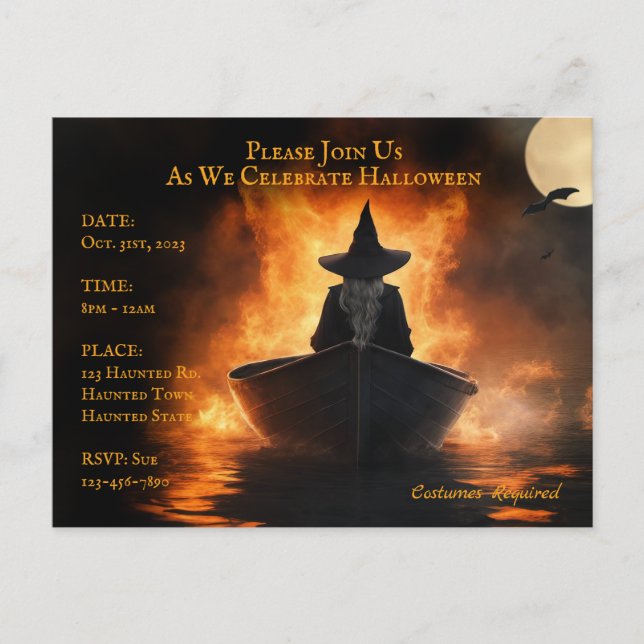 Halloween-Party-Einladung Ankündigungspostkarte (Vorderseite)