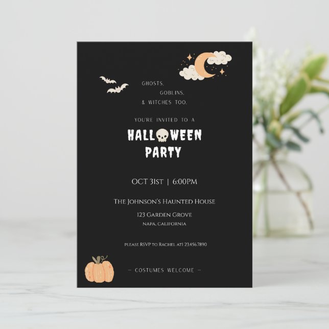 Halloween-Party-Einladung Einladung (Stehend Vorderseite)