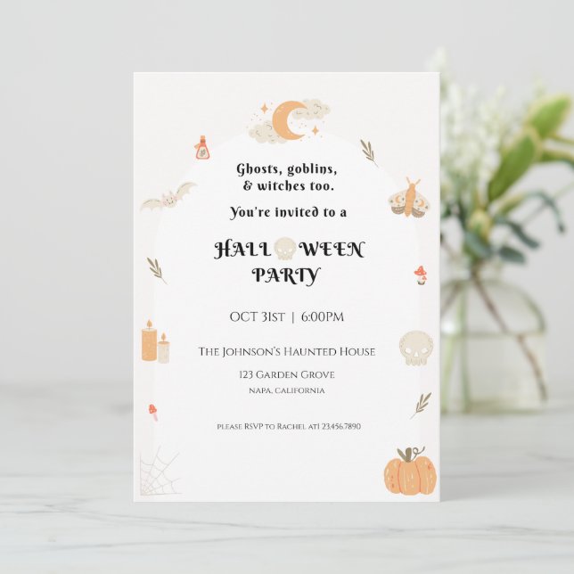 Halloween-Party-Einladung Einladung (Stehend Vorderseite)