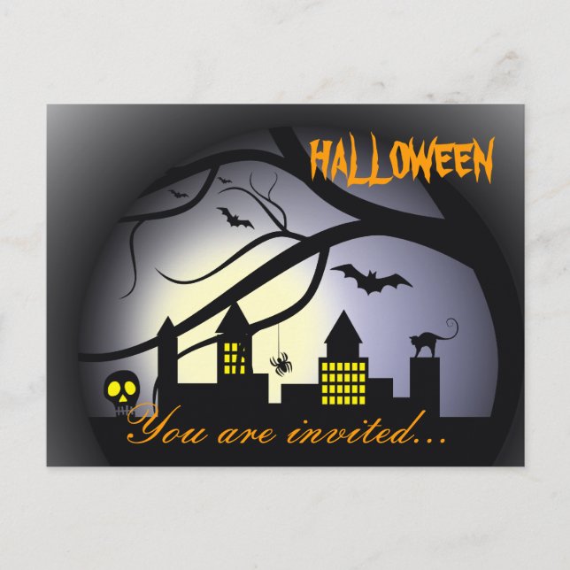 Halloween-Party-Einladung Einladungspostkarte (Vorderseite)