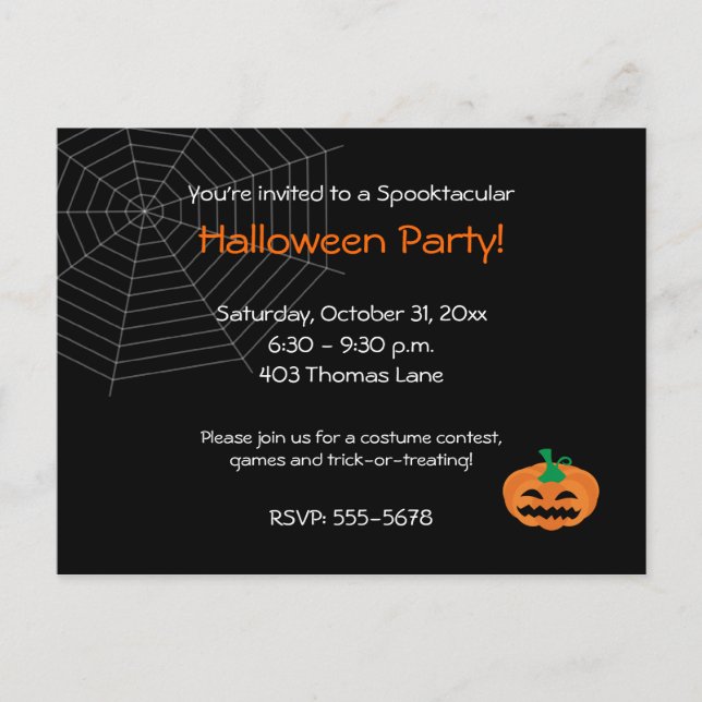 Halloween-Party-Einladung Einladungspostkarte (Vorderseite)