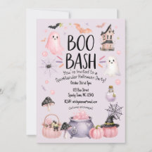 Halloween-Party-Einladung Girly Pink und Lila