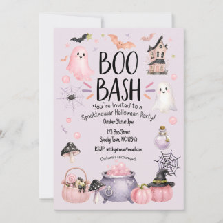 Halloween-Party-Einladung Girly Pink und Lila Einladung