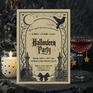 Halloween-Party-Einladung Gothic Raven Moon Gat Einladung