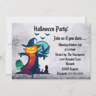 Halloween-Party Einladung Gruseliger Vogelscheuche