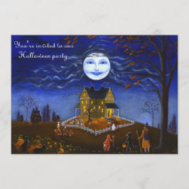 Halloween, Party, Einladung, Hexe, Mond, Teufel, Einladung