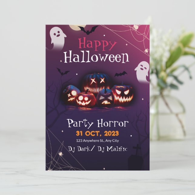 Halloween-Party Einladung, Horror Party Halloween Einladung (Stehend Vorderseite)
