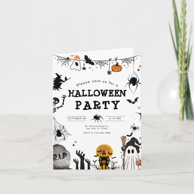 Halloween-Party Einladung, Kinder Spooky Night Par Einladung (Vorderseite)